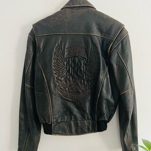Harley Davidson Men's Brown Distressed Leather Vintage Jacket D-Pocket Rare